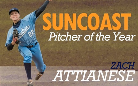 Zach Attianese Named Suncast Conference Pitcher of the Year